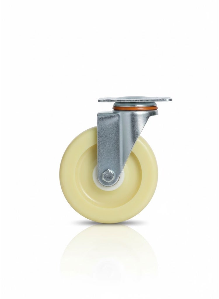 4" High Quality Material Handling Equipment Heavy Duty Nylon Caster Wheels pack of 4 Pcs 2 With Brakes and 2 Without Brakes - Image 3